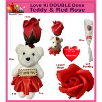 Valentine Red Rose With I Love You Teddy Bear